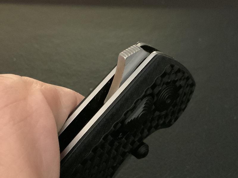 I filed down the overly aggressive jimping on the flipper tab using a knife sharpening crock stick