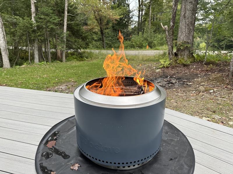 Yukon 27 Inch Round Stainless Steel Wood-Burning Fire Pit in Blue