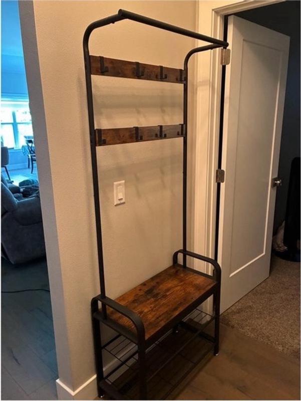 SONGMICS HOME 3-in-1 Hall Tree Coat Rack with Storage Shelves ...