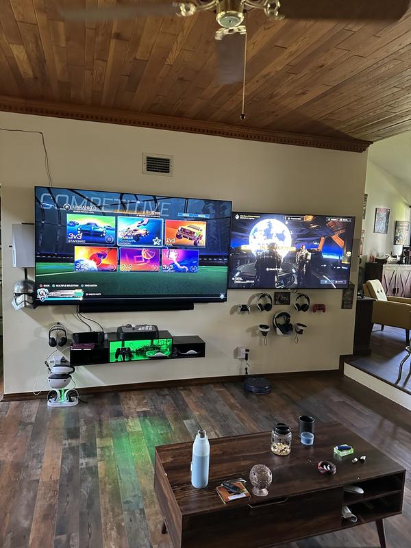 85" compared to 65".  Rocket League is a bit too vivid for screen quality to shine, but...