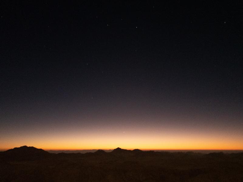 Viewing the sunrise from the camel station up Mount Sinai.