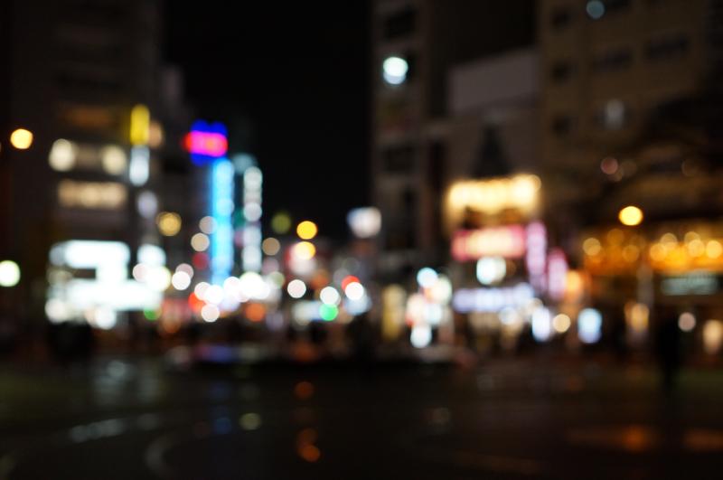 A night time bokeh shot on the streets of Tokyo