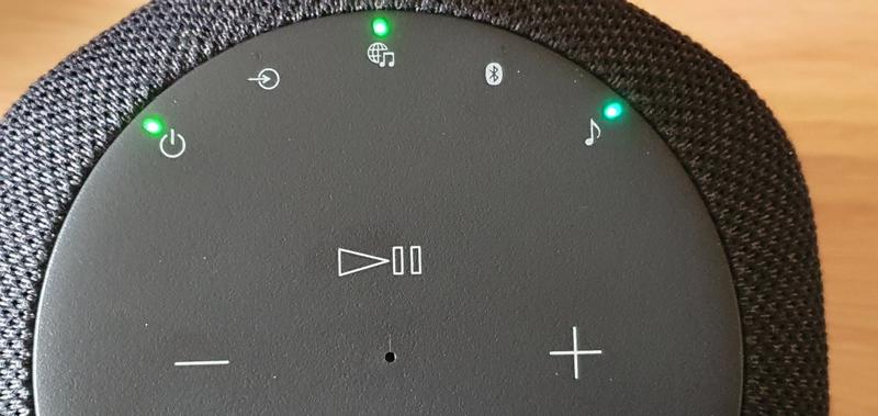 Touch control panel - immersive LED is cyan and the others are green.