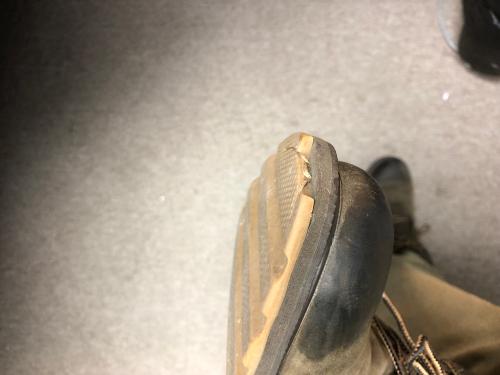 Rubber sole separated & broke-off