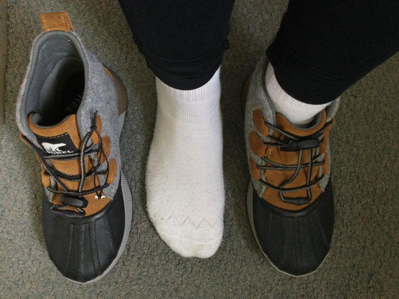 Bird’s eye view: The difference between boots on and off.