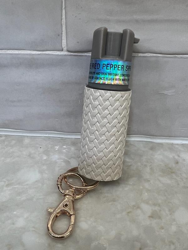 Faux Leather Pepper Spray with Snap-Clip Keychain - SABRE