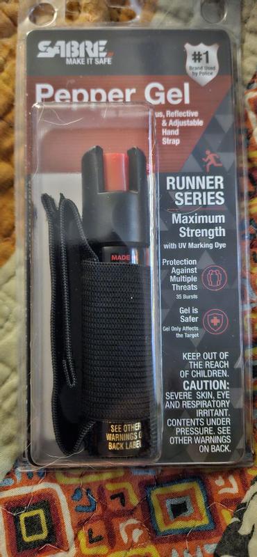 Sabre Runner Pepper Gel - Black With Adjustable Reflective Hand Strap - Model 15237