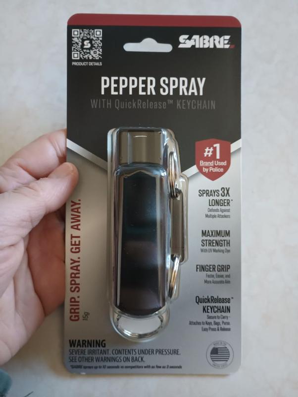 SABRE Pepper Spray With Keychain - Maximum Strength Police Formula For Personal Safety & Self Defense