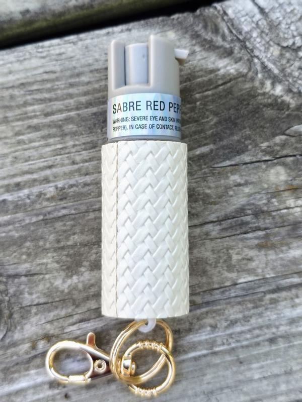 Faux Leather Pepper Spray with Snap-Clip Keychain - SABRE