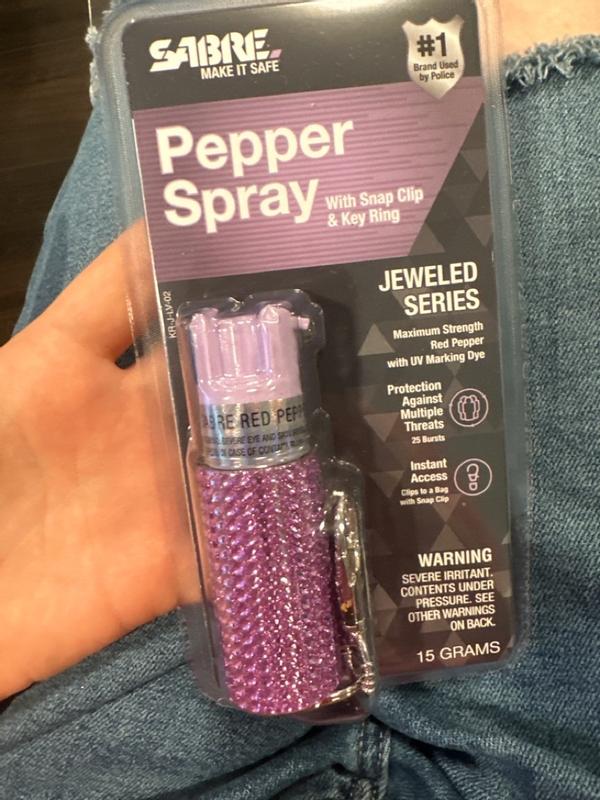 Pepper Spray with Jeweled Design and Snap Clip - SABRE