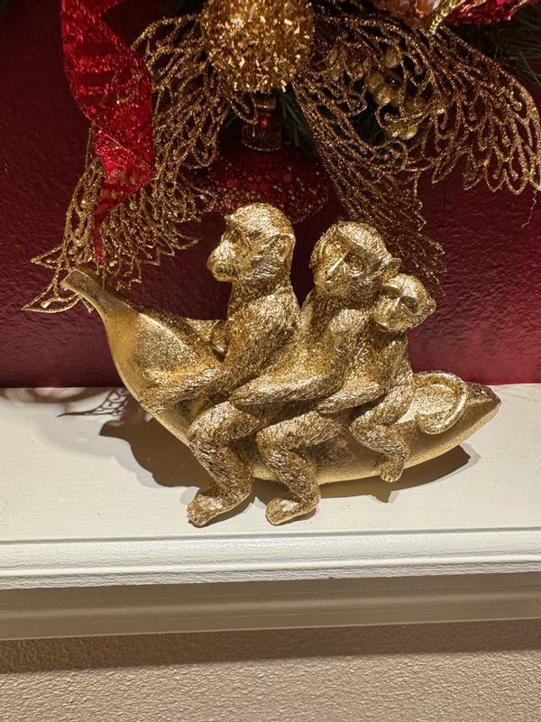 Liv & Skye Gold 8 in. x 5 in. Resin Novelty Three Monkeys On