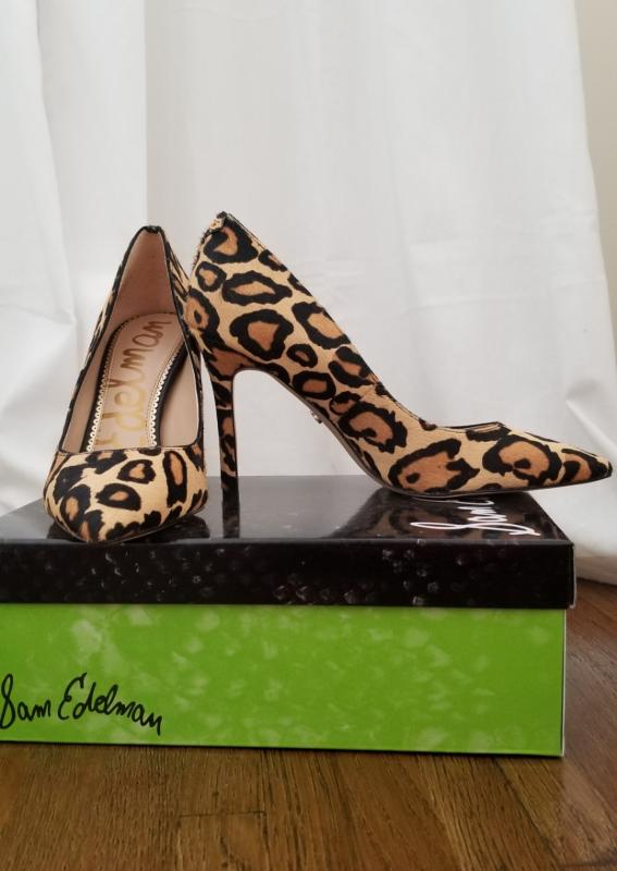 Sam Edelman Women's Hazel Pointed Toe Leopard Print Calf Hair High