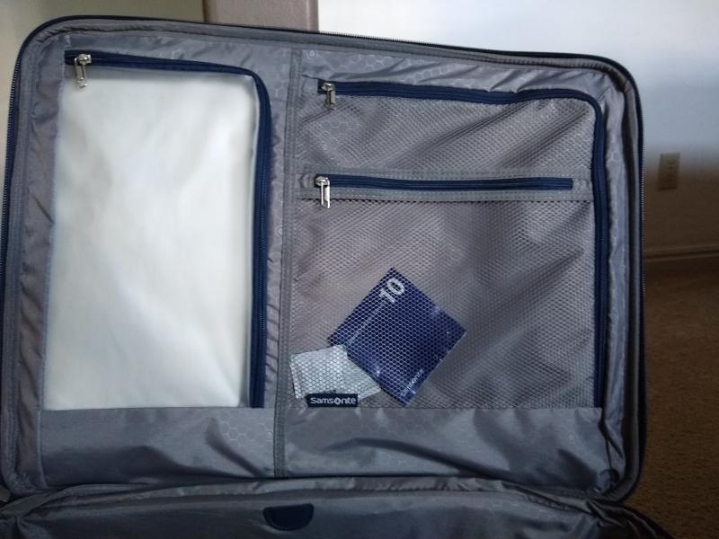 Inside large suitcase