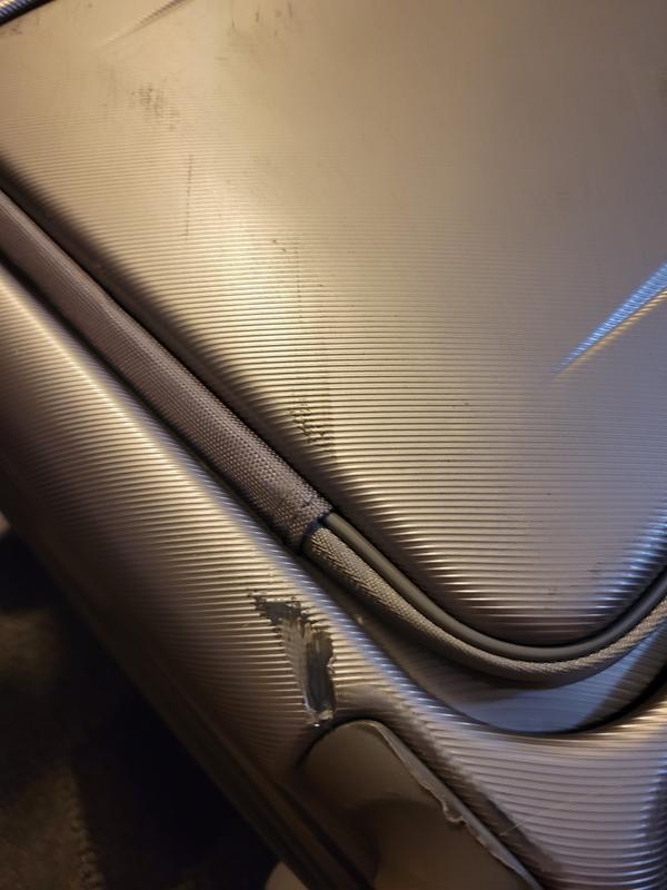 Completely destroyed after one trip. Our flight was super full so had to check the bag and it came back to us looking like this. Completely disappointed that it could get this damaged after one trip!