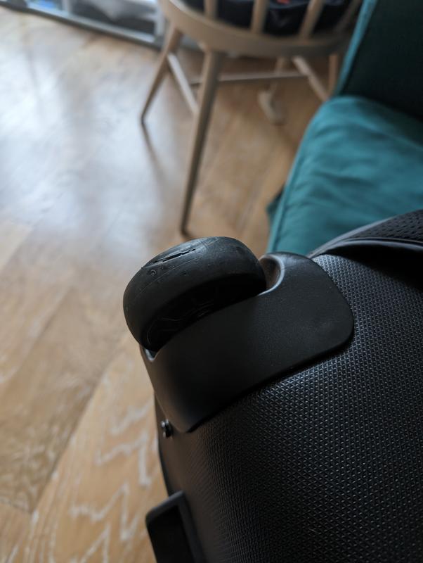 Just after one travel, the wheel was damaged.