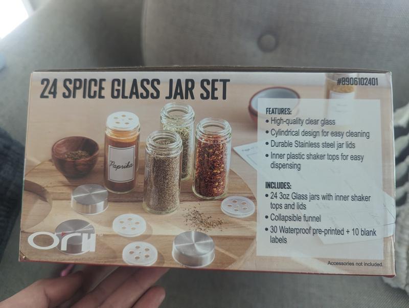 NEX 24 Glass Spice Jars/Bottles 4 OZ Empty Spice Container Set