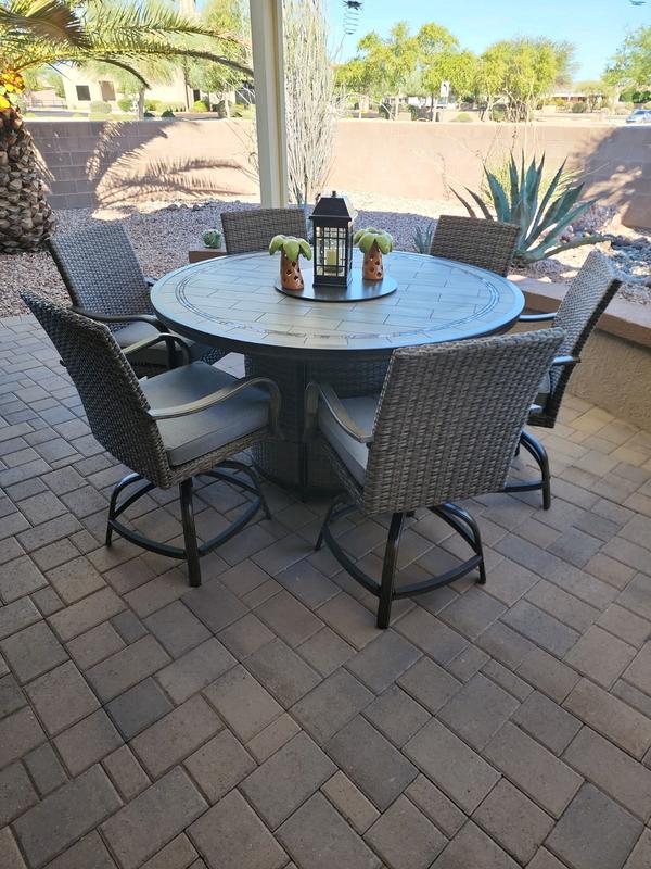 Grandview 7pc cushioned dining discount set with fire pit table