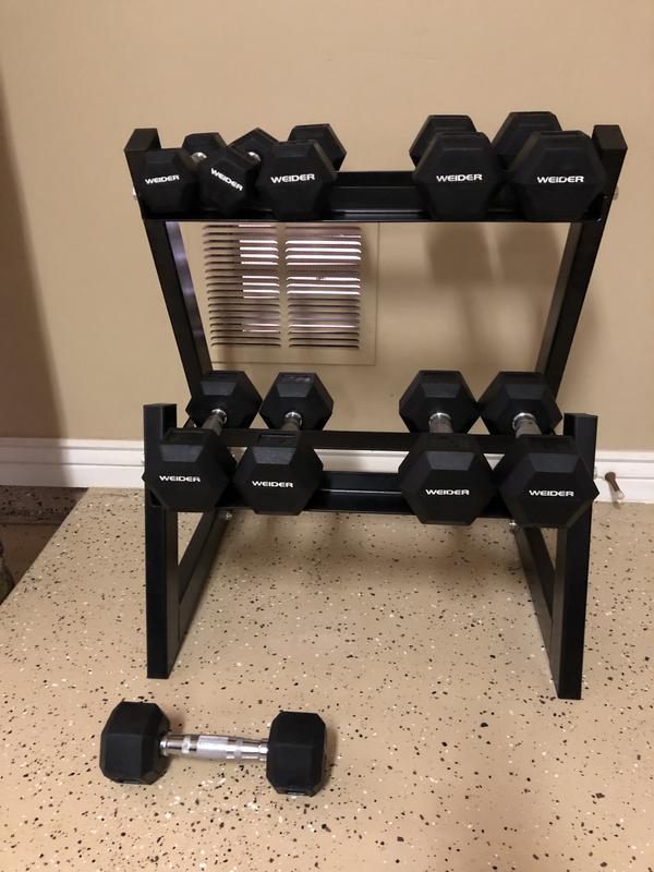 Weider 200 lb discount weight set with rack