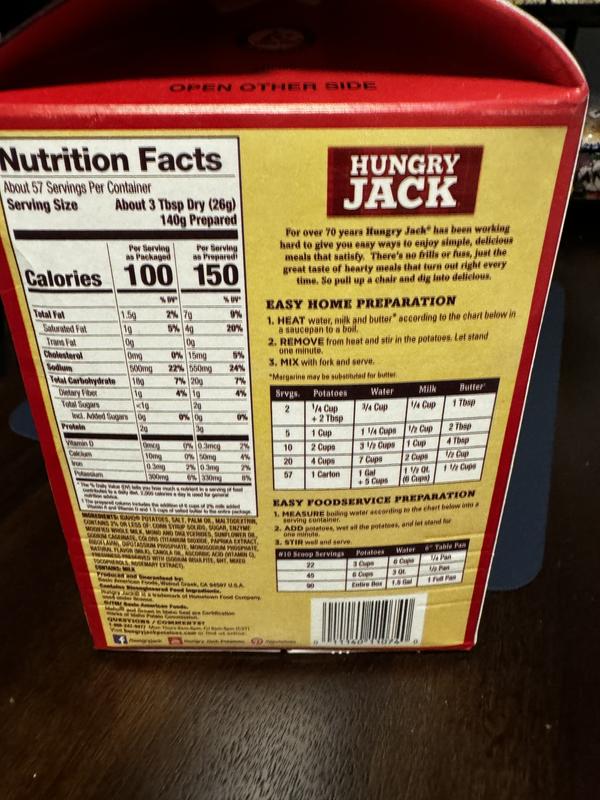 Hungry jack mashed discount potatoes recipe box