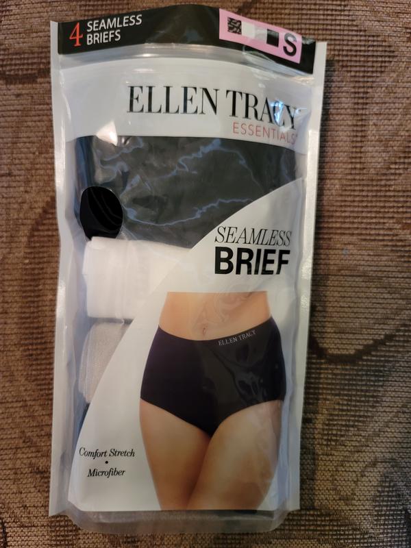 Ellen Tracy Essentials Womens Seamless Briefs 4-Pack Panties (Black  Pattern, Medium)
