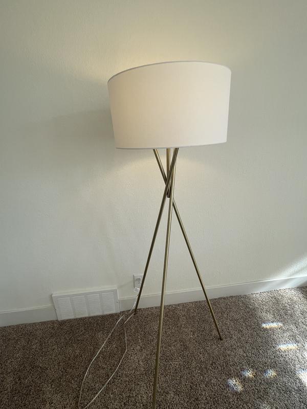 LAMPz 58in Tripod Floor Lamp with White Linen Shade Black or Brass Sam s Club