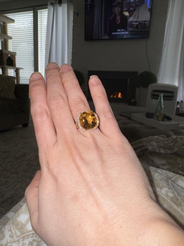 Effy Citrine & Diamond Ring in 14K Yellow Gold - Sam's Club