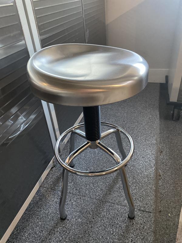 Seville Classics Stainless Steel Top Pneumatic Work Stool - On