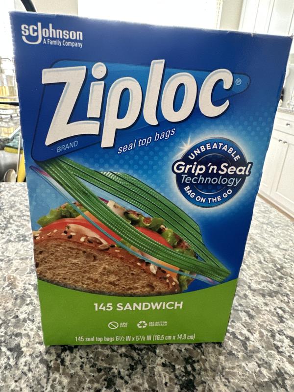 145 Ziploc Sandwich Snack Bags Easy Open Tabs Lunch Food Storage 6.5 x  5.875