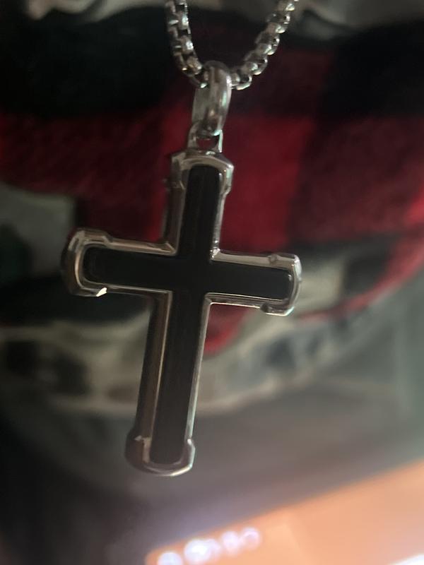 Men's Stainless Steel Inlay Cross Pendant 24