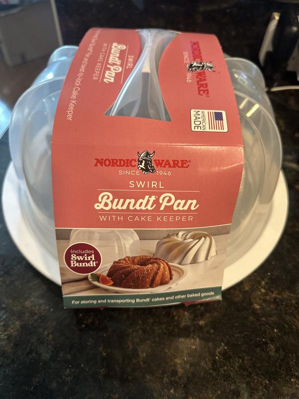Nordic Ware 2-Piece Formed Bundt Pan in Bundt Keeper (Silver Swirl)