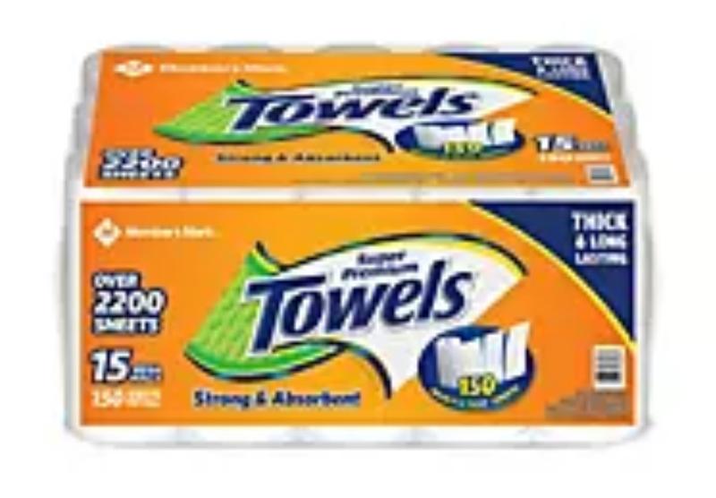   Basics 2-Ply Paper Towels, Flex-Sheets, 150 Sheets per  Roll, 12 Rolls (2 Packs of 6), White : Health & Household