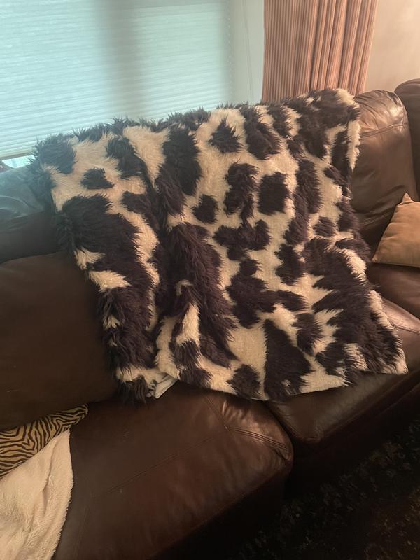 Member s Mark Cow Print Hi Low Faux Fur Throw 60