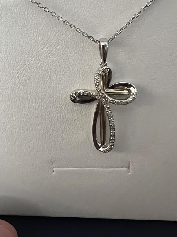 Sterling Silver Reversible Cross Pendant on Cuban Chain, 22 - Sam's Club