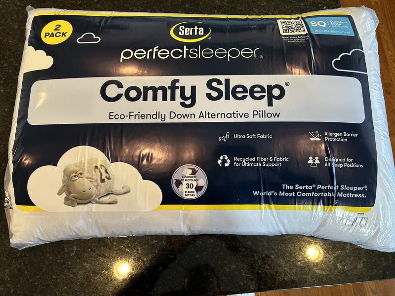 Serta Perfect Sleeper Comfy Sleep Eco-Friendly Bed Pillow, 2 Pack (Assorted  Sizes)