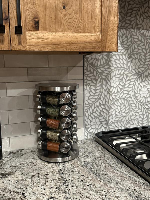 Orii 20 Jar Stainless Steel Rotating Spice Rack with Spices Included