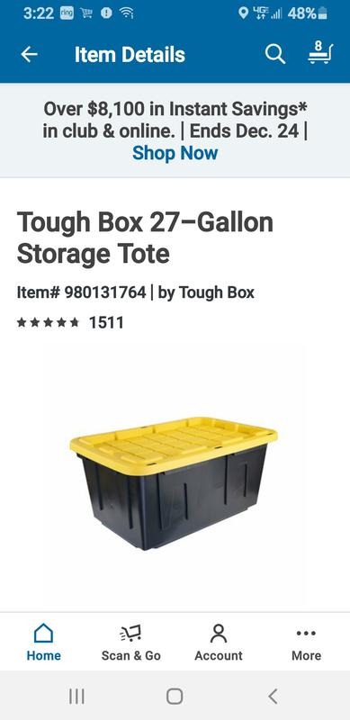 Tough Box 27-Gallon Storage Tote - Sam's Club