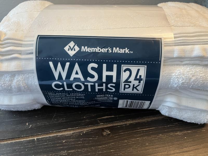 Member's Mark Commercial Washcloth, White (Set of 24)