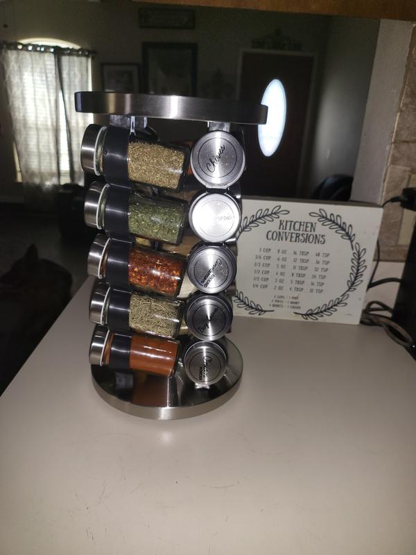 Orii 20 Jar Stainless Steel Rotating Spice Rack with Spices Included