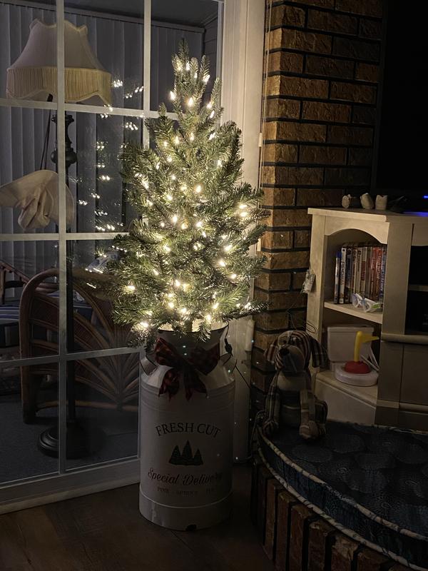 Member's Mark Vintage Milk Can Pre-Lit Topiary (Galvanized