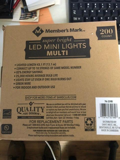 Member's Mark LED Mini Lights, 200 Count (Assorted Colors)