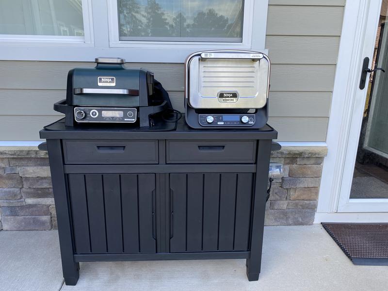 Keter Outdoor Grill Table Buffet Entertainment and Storage Cabinet w Drawers Graphite Gray Sam s Club