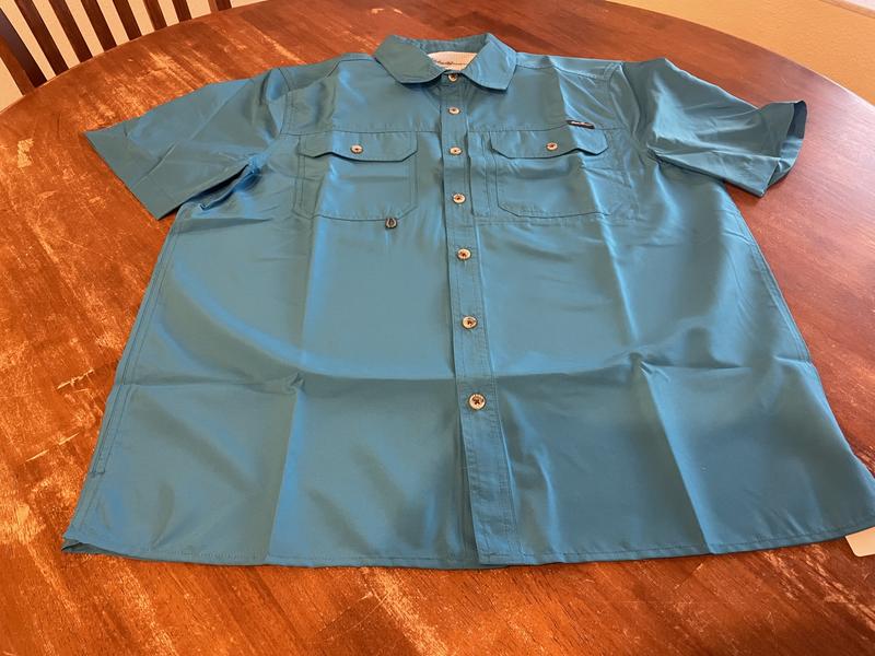 Eddie Bauer Men's Moisture Wicking Woven Tech Short Sleeve Shirt (Blue  Tint, M) 