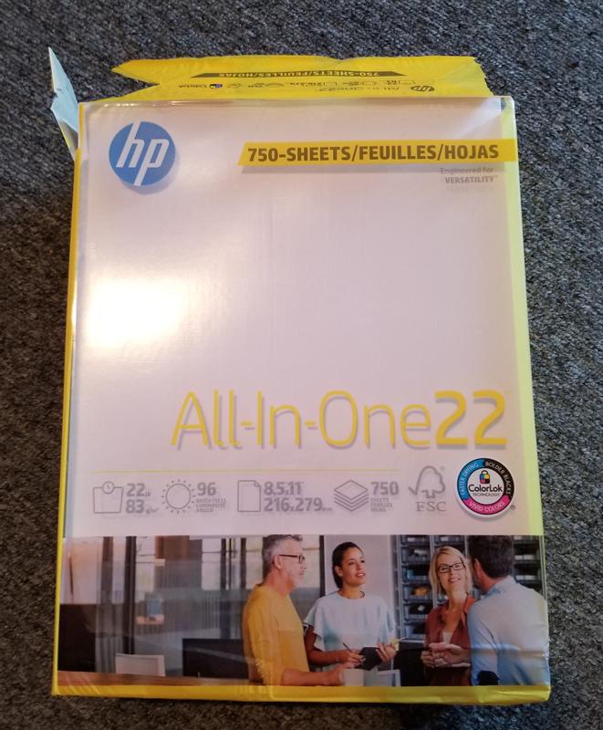 HP All-In-One22 8.5 x 11 Multipurpose Paper, 22 lbs., 96 Brightness, 500  Sheets/Ream (202810)
