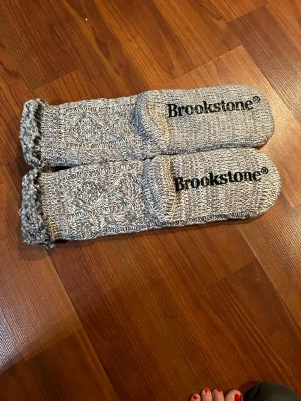 Brookstone, Women's Dual Lined Cable Knit Slipper Sock, 1-Pack