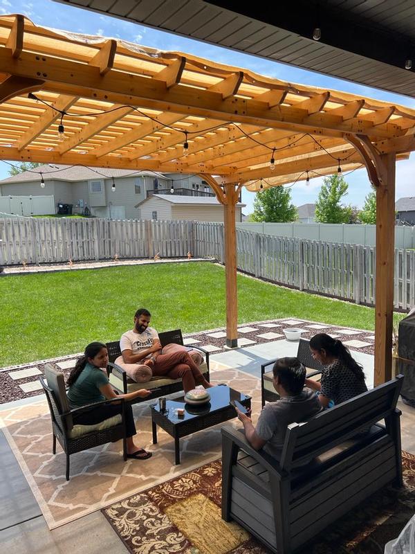 Backyard Discovery Beaumont - Kit de pérgola de madera de cedro  de 16 x 12 pies para patio trasero, terraza, jardín, patio, entretenimiento  al aire libre, clasificación de viento a 100