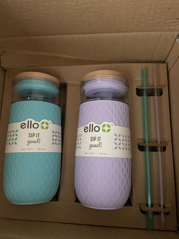 Ello Devon 18 oz. Glass Tumbler with Straw, 2 Pack (Assorted Colors) -  Sam's Club