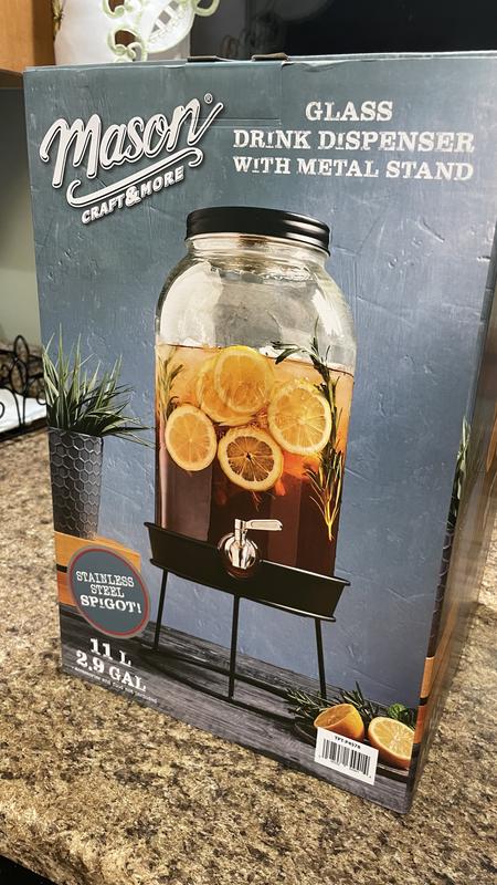 Mason Craft & More 2.9 Gallon Glass Drink Dispenser with Metal