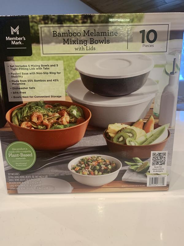 Member's Mark 10-Piece Bamboo Melamine Mixing Bowls with Lids Set (Color Block)