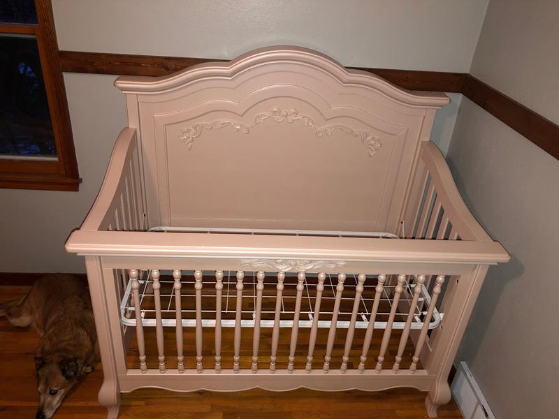 evolur aurora crib blush pink