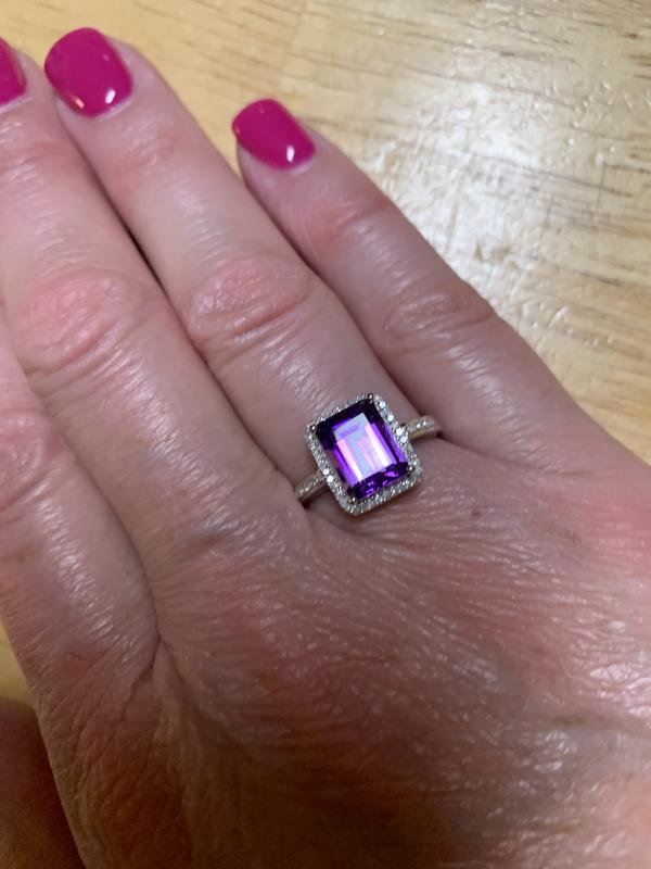 Amethyst and 0.14 CT. T.W. Diamond Ring in Sterling Silver Sam s Club
